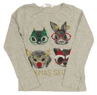 Světlešedé melírované triko se zvířaty H&M