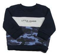 Tmavomodro-bílo-army mikina s nápisom Matalan