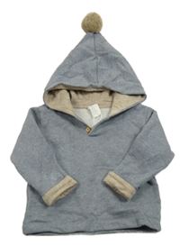 Modrá melírovaná mikina s kapucňou s brmbolcom H&M