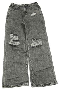 Tmavošedé wide leg rifle s prošoupáním