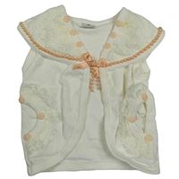 Smotanové ľahké bolerko s čipkou a golierom