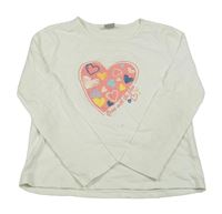 Smetanové triko se srdíčky LC Waikiki
