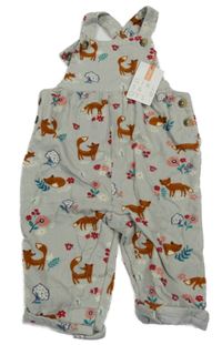 Nové - Šedé květované manšestrové podšité laclové kalhoty s liškami John Lewis