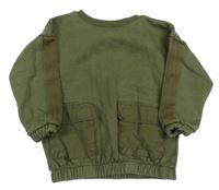 Khaki mikina s vreckami Tu