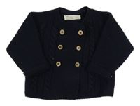 Tmavomodrý propínací svetr