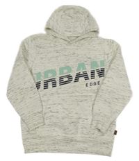 Biela melírovaná mikina s nápisom a kapucňou Yigga