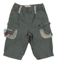 Tmavošedé plátěné podšité cargo kalhoty