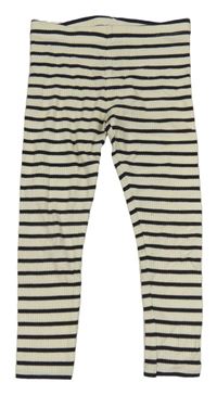 Smetanovo-černé pruhované žebrované legíny Next