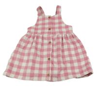 Ružovo-biele kockované vlnené prepínaci šaty F&F