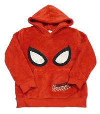 Červená chlpatá mikina so Spidermanem a kapucňou H&M