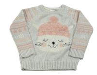 Svetlosivý sveter s tuleněm E-Vie