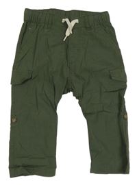 Khaki plátěné cargo roll-up kalhoty H&M