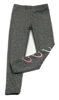 Tmavosivé melírované legíny so srdiečkami Shein