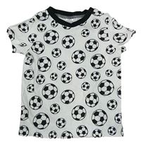 Biele tričko s futbalovymi loptami C&A