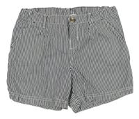 Tmavomodro-biele pruhované plátenné chino kraťasy H&M