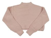 Ružový chlpatý crop sveter New Look