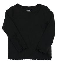 Černé žebrované triko Next