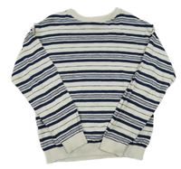 Béžovo-tmavomodrý pruhovaný ľahký sveter H&M