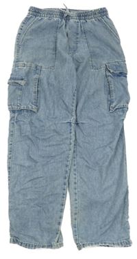 Modré teplákové loose fit cargo rifle H&M