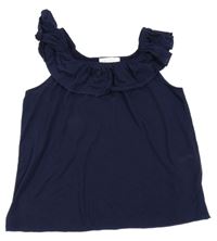 Tmavomodré tričko s volánem H&M