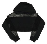 Čierna crop mikina so sieťovinou a kapucňou