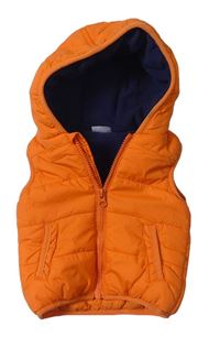 Oranžová šušťáková zateplená vesta s kapucňou F&F