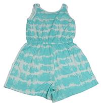 Bielo-tyrkysový vzorovaný kraťasový overal Primark