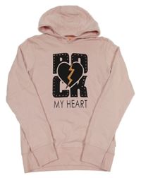 Světlerůžová mikina s nápisem a kapucí Vingino