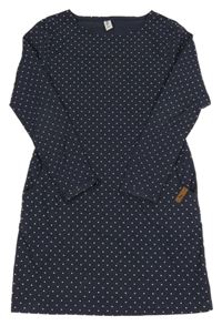 Tmavomodré bodkovaná é šaty Yigga