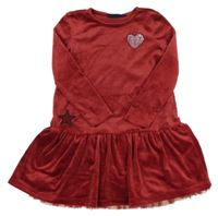 Rubínové zamatové šaty so srdcem z flitrů Alive