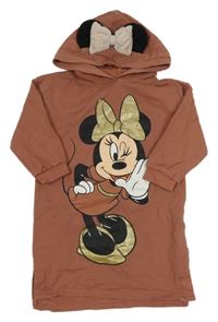 Starorůžové teplákové šaty s Minnie a kapucí C&A