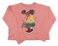 Ružové crop tričko s dívkou F&F