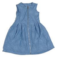 Modré vzorované vyšívané šaty se zipem 