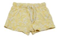 Žlto-biele kvetované teplákové kraťasy kiabi