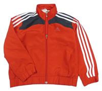 Červená šusťáková sportovní bunda s pruhy Adidas