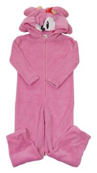 Růžová chlupatá kombinéza s kapucí - Sonic H&M