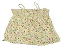 Biely kvetovaný crop top so žabičkováním