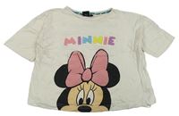 Biele crop tričko s Minnie a nápismi Disney