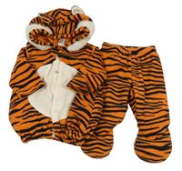 Kockovaným - Oranžovo-čierna pruhovaná mikina s kapucí + tepláky - tiger Old Navy