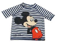 Tmavomodro-bílé pruhované UV tričko s Mickeym H&M