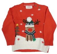 Červeno-biely sveter so sobom F&F