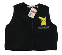 Nové - Čierna huňatá zateplená vesta s Pikachuem H&M
