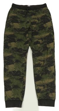 Antracitovo-kaki-béžové vzorované tepláky F&F