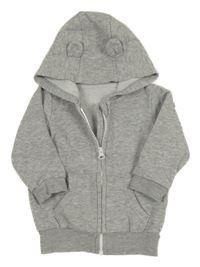 Svetlosivá melírovaná prepínaci mikina s dinem a kapucňou George