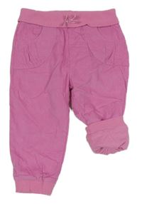 Ružové podšité cuff manšestráky s úpletovým pasom