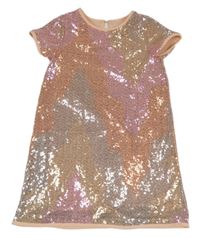 Růžovo-zlato-oranžové flitrované šaty Dunnes Stores
