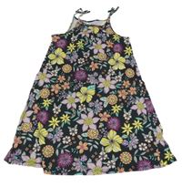 Čierno-farebné kvetované šaty C&A