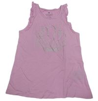 Lila top s mušlí a volánikmi H&M