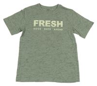 Khaki melírované tričko s nápisom Yigga