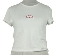 Dámske biele crop tričko s výšivkou H&M